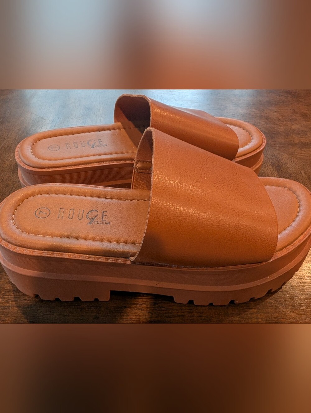 Rouge Helium Women’s Tan Platform Slide Mules